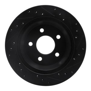 Ford Mustang Brake Rotor (1) - Rear Left - R1 Concepts - Drilled & Slotted - Black - `94-`04
